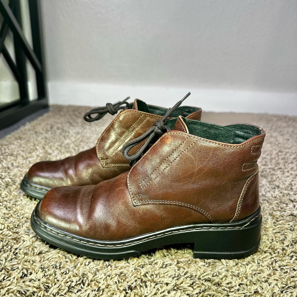 Josef Seibel Women's Size 37/6.5W Boots Leather Brown Lace Up Ankle